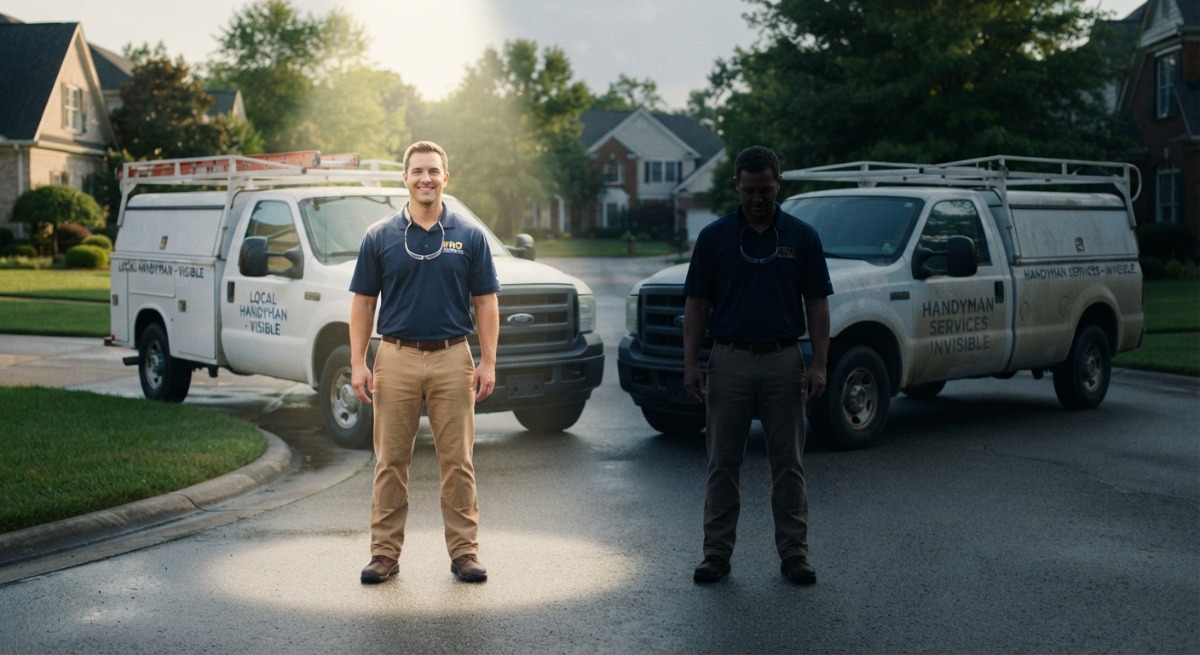 Side-by-side comparison of two similar contractors where only one is understood by Google as a clear entity