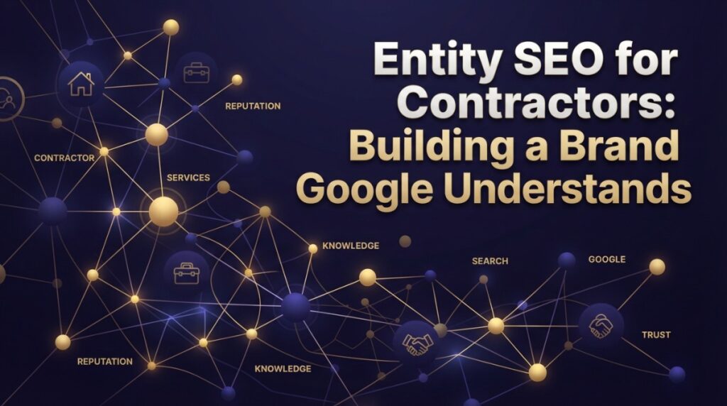 Entity SEO for contractors illustrated as Google recognizing a local trade business brand in the map pack and AI answers
