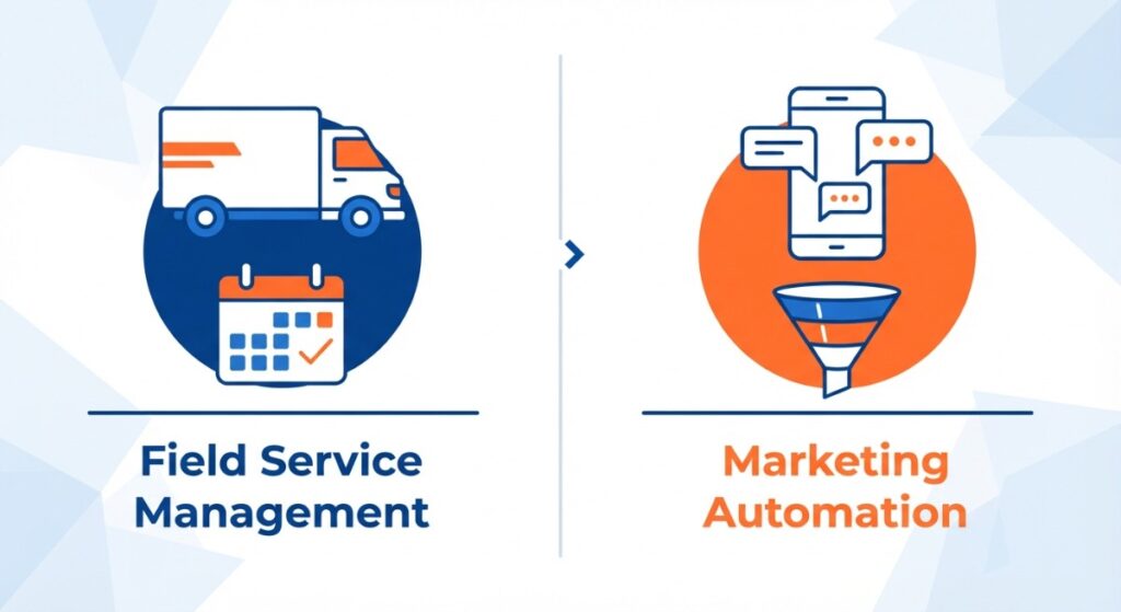 Field service management and marketing automation tools inside a GoHighLevel snapshot