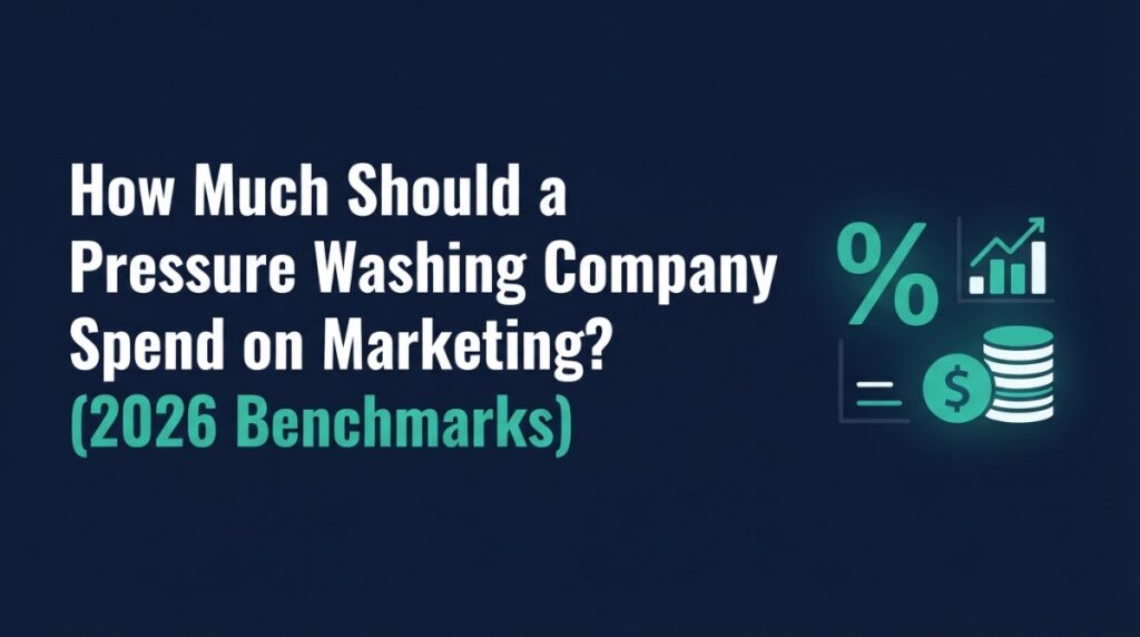 Pressure washing marketing budget calculator showing 8 to 12 percent of revenue for 2026 planning