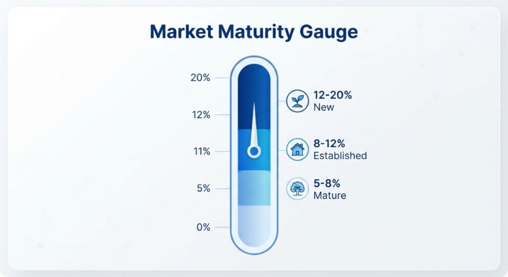 Market maturity gauge showing growth levels for Connecticut home services