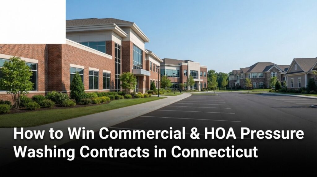 Commercial pressure washing of a Connecticut plaza or HOA community under annual maintenance contract