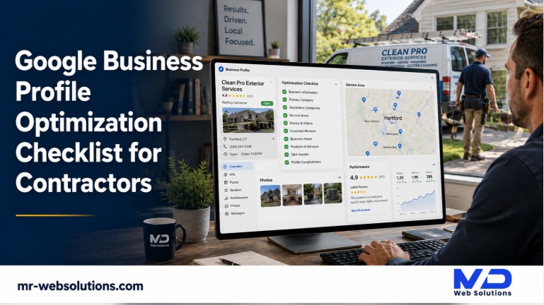 Google Business Profile optimization checklist for contractors on a monitor