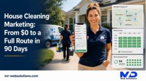 House cleaning business owner checking new bookings on her phone