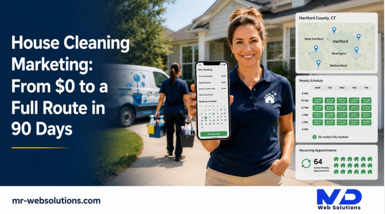 House cleaning business owner checking new bookings on her phone